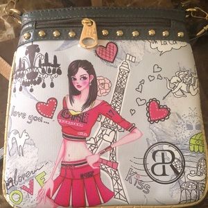 Girls Paris theme purse light grey background